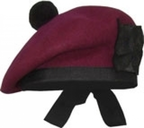 MAROON-Balmorals-Hat-100%-wool-body-Single-piece-body-
