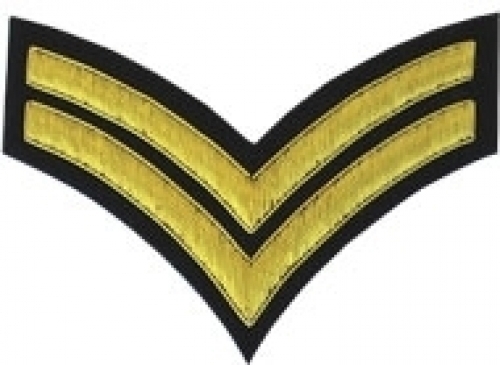 2-Stripe-Chevrons-Badge-Gold-Bullion-on-Black