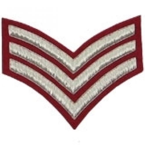 3-Stripe-Chevrons-Badge-Silver-Bullion-on-Red