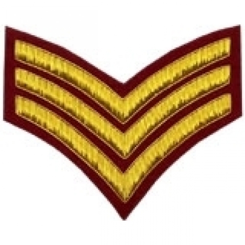3-Stripe-Chevrons-Badge-Gold-Bullion-on-Red