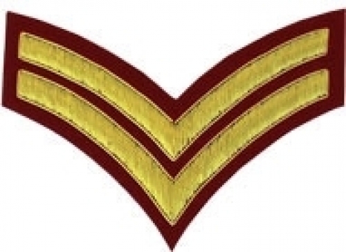 2-Stripe-Chevrons-Badge-Gold-Bullion-on-Red