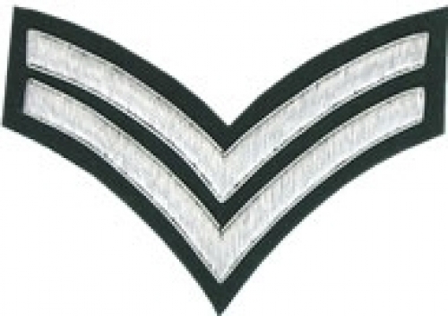 2-Stripe-Chevrons-Badge-Silver-Bullion-on-Green