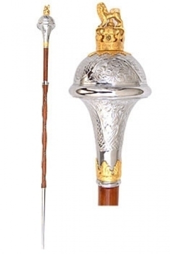 Marching-Stick-Gold-Chrome-Embossed-Mallace-Cane
