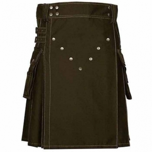 NEW-FASHION-BROWN-FRONT-STYLISH-UTILITY-KILT