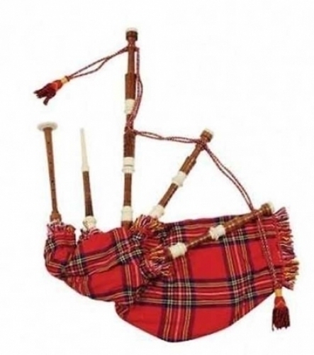 Rose-Wood-Royal-Stewart-Bagpipe-cover-with-cord,--with-White-Plastic-Sole,-Scrolls--and-Knobs-with-soft-