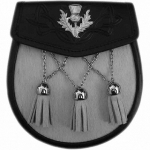 SEMI-DRESS-SPORRAN-MADE-OF-COW-THISTLE-BADGE-ON-FLAP-CHAIN