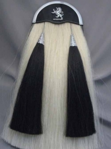 LION-RAMPANT-HORSE-HAIR-SPORRAN--BLACK-HORSE-HAIR-TASSELS-PIPER-CHOICE