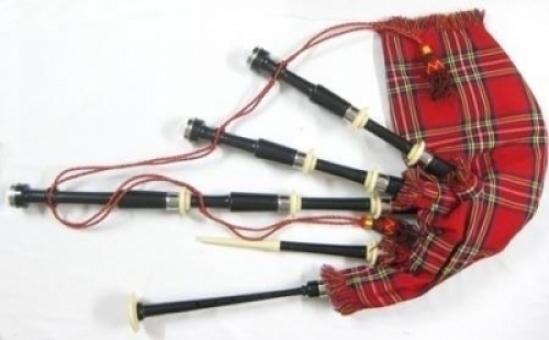 Black-Color-Rosewood-Bagpipe-Gloss-Finish-Ivory-color-mounts-Nickel-Silver-Plain-Ferrules-Ivory-Color-Ferrules-Nickel-Silver-Plain-Cap-Rings