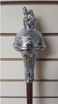 Dark-Mallaca-Cane,-Embossed-Chrome-Plated-Head