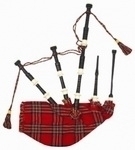 Black-Ebony-Wood-bagpipe,-ROYAL-STEWART-BAG-cover-with-cord,-with-IVORY