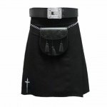 SOLID-PLAIN-BLACK-FABRIC-SCOTTISH-KILT-HAND-MADE