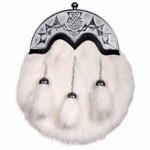 WHITE-RABBIT-FUR,-HIGHLAND-THISTLE-FULL-DRESS-SPORRAN-CHAIN-STRAPS-INCLUDED.