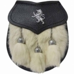 RABBIT-FUR-LION-SPORRAN-FRONT-OPENING-WITH-LION-BADGE-ON-THE-FLAP-3-TASSELS