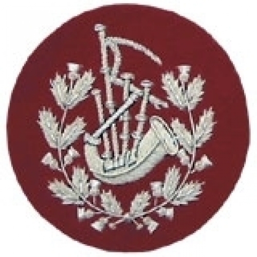 Pipe-Major-Badge-Silver-Bullion-on-Red