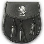 Black-Leather-Lion-Rampant-Sporran-3-leather-tassels