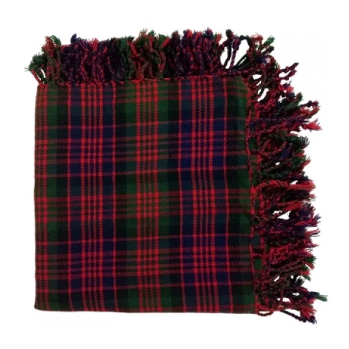 A Macdonald Tartan Fly Plaid With All-around Fringed Edges