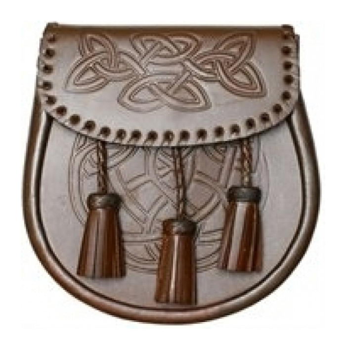Brown Celtic Sporran Embossed Flap And Body