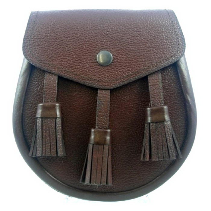 Classic Brown Leather Kilt Sporran Fastens With Stud  