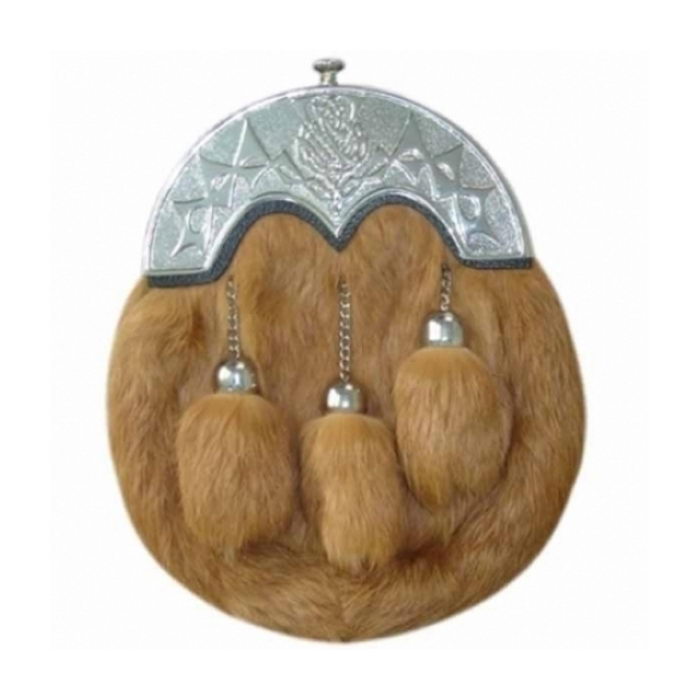Rabbit Fur Sporran Thistle Cantle Top Chain Straps Included.