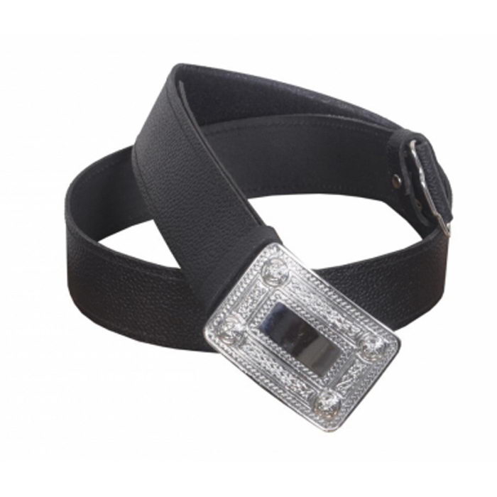 This Men Kilt Belt Black Leather Features Celtic Knot Pattern Buckle