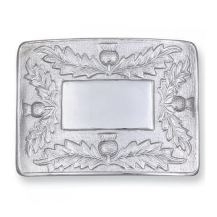 Thistle Rose Belt Buckle With A Chrome Finish